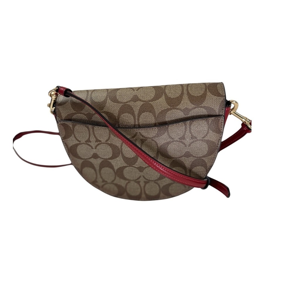COACH Ellen Crossbody Bag in Signature Canvas Khaki Red C1430 - Picture 2 of 10